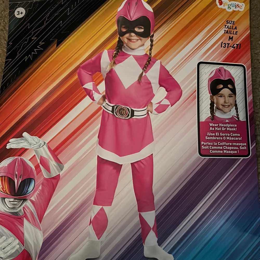 Pink power rangers costume toddler/girls 3-4T